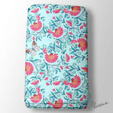 Aqua Blue Floral Digital Printed Fabric Manufacturer In Surat